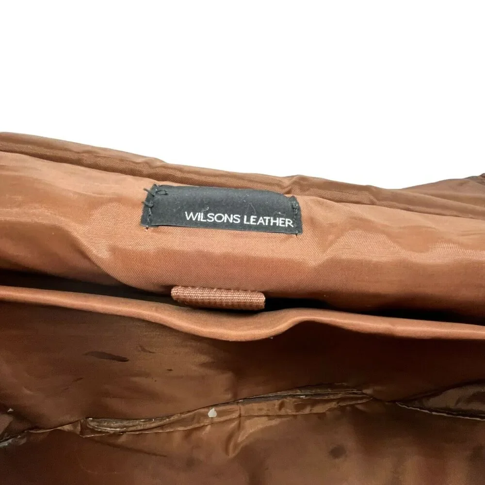 Wilsons Messenger Bag Satchel Briefcase Leather Unisex Brown Distressed Vintage